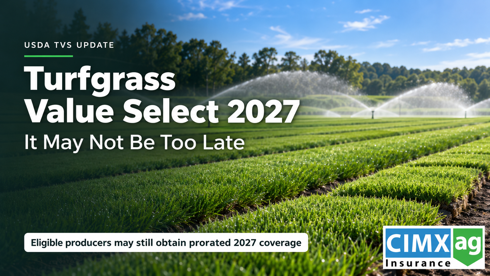 Irrigated turfgrass field representing USDA Turfgrass Value Select coverage for 2027